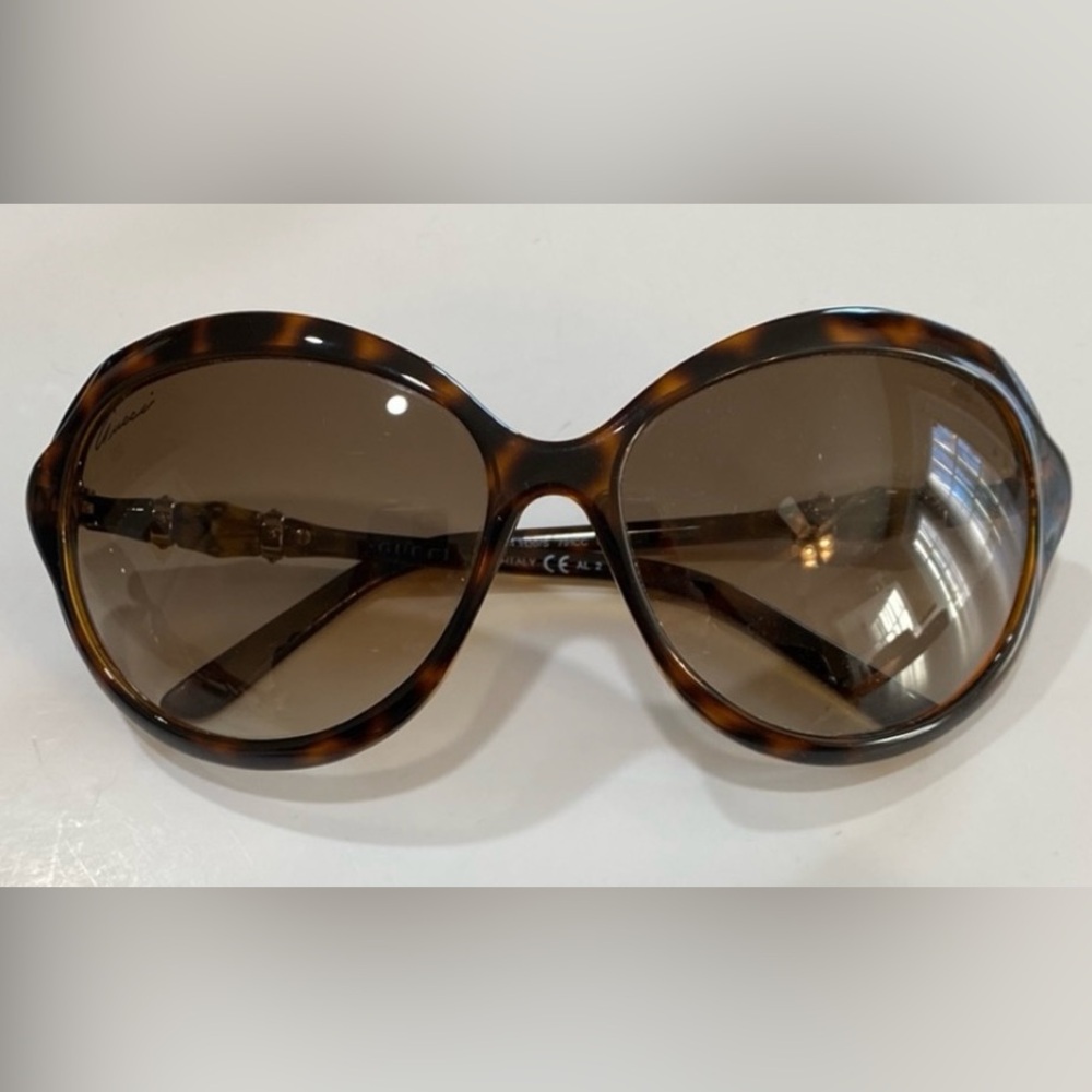 Gucci Tortoiseshell Brown Round Oversized Sunglasses